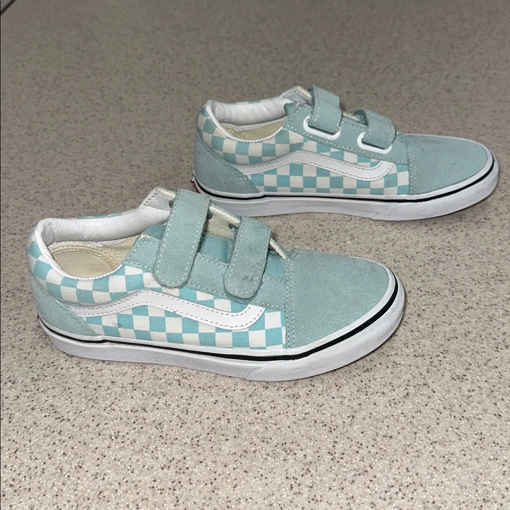 VANS Kids Blue Checkered Old Skool Sneakers youth size 3